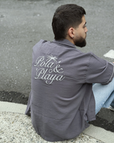 Camisa Unisex Polas Y Playa Gris Boxy Fit (Rayón)