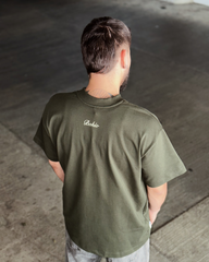 Camiseta Unisex Oversize Pola y Playa Verde (Algodón 270 grs)