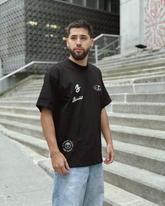 Camiseta Unisex Oversize Menos Penas Más Playa Negra (Algodón 270 grs)