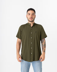 Men's military green Ladrilleros Mao collar shirt (Chalis)