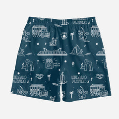Unisex Blue Beach Medallion Shorts (Chalis)
