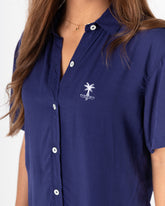 Women's Night Sky Mao Collar Shirt (Chalis)