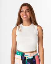 Calma Women's White Crop Top (Cotton)
