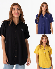 Pack x 3 Camisa mujer: Negro / Cielo Nocturno Azul / Mostaza