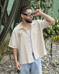 Camisa Unisex Tacos Beige Boxy Fit (Rayón)