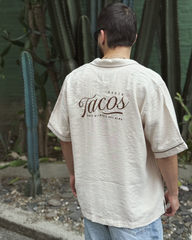 Camisa Unisex Tacos Beige Boxy Fit (Rayón)