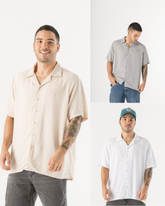 Pack X3 camisas hombre: Blanca, Gris, Caqui