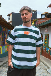 Camiseta Oversize Rayas Verde Bohío (Unisex)