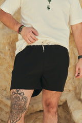 Pantaloneta De Baño Masculina Unicolor Negro (Poliéster)