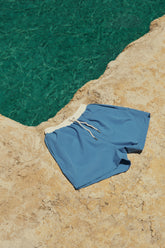 Pantaloneta De Baño Masculina Unicolor Azul (Poliester)