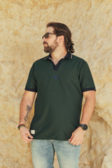Camisa Polo Masculina Básica Bacana verde (Algodón 100%)