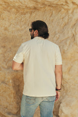 Camisa Polo Masculina Básica Bacana Marfil (Algodón 100%)