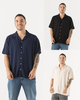 Pack X3 camisas hombre: Negra, Azul, Caquí