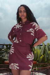 Camisa corta mujer Renacer rojo vino