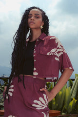 Camisa corta mujer Renacer rojo vino