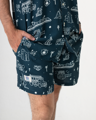 Unisex Blue Beach Medallion Shorts (Chalis)