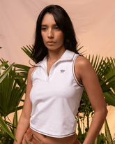 Women's Crop Top Polo Rare Bugs Ivory