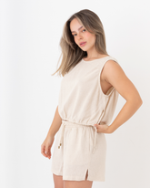 Top mujer Básico crema (Lino)