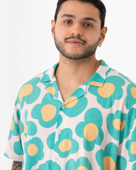 Fauna Men's Shirt Green and Beige (Chalis)