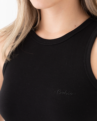 Crop Top Mujer Básico Negro (Rib)