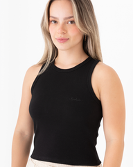 Crop Top Mujer Básico Negro (Rib)