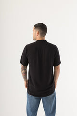 Camisa Hombre Cuello Mao Negra Solano (Chalis)