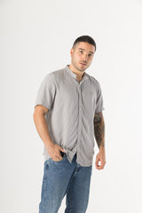 Camisa Hombre Cuello Mao Gris Barú (Chalis)