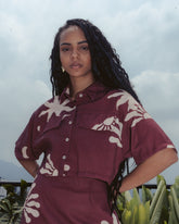 Camisa corta mujer Renacer rojo vino