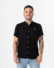 Tony Montana Mandarin Collar black shirt (Chalis)
