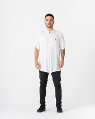 Camisa hombre Cuello mao Simple Beach blanca (Chalis)