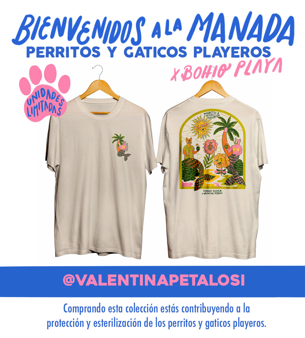 Perritos y Gaticos Playeros (Camiseta unisex Salvando Mares)