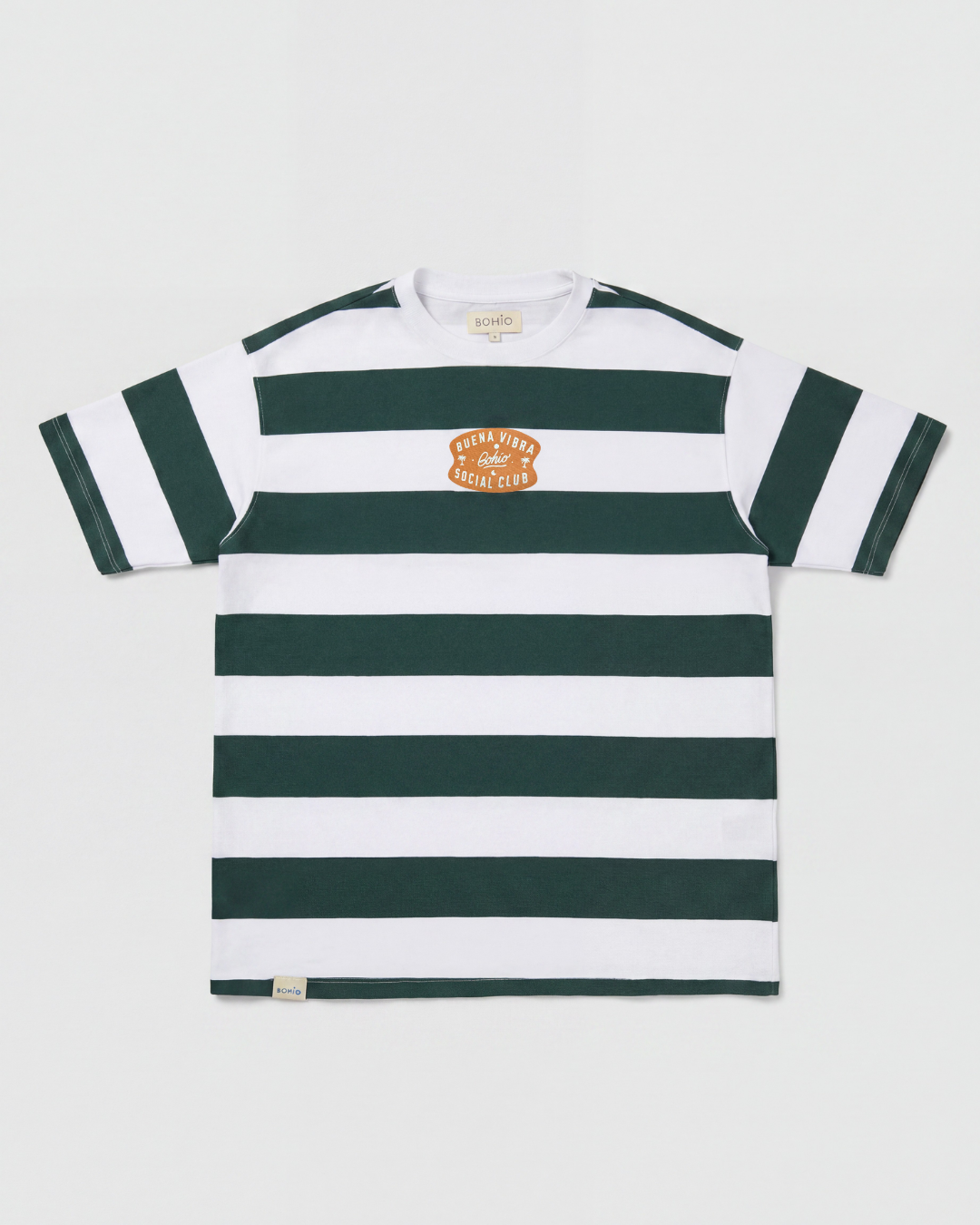 Camiseta Oversize Rayas Verde Bohío (Unisex)