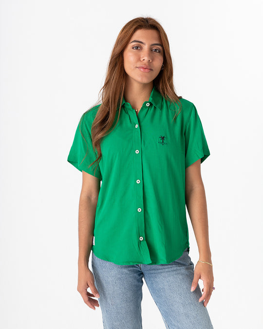 Camisa Mujer Aguacate Cuello Mao (Chalis)