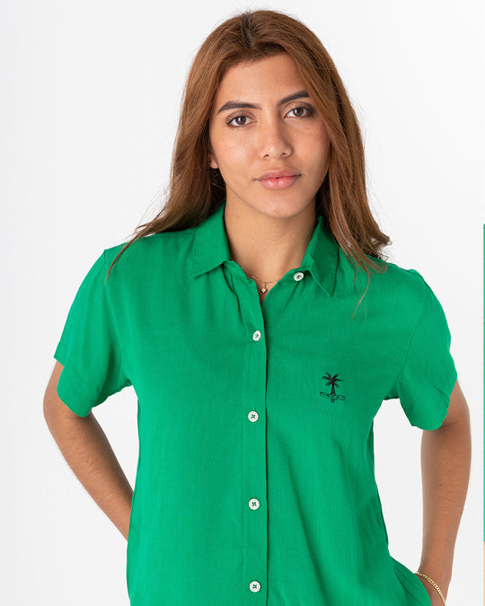 Camisa Mujer Aguacate Cuello Mao (Chalis)