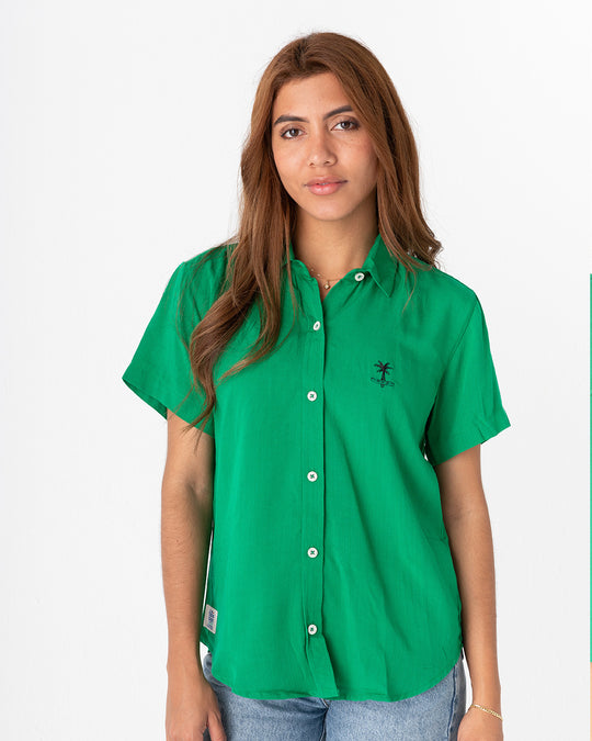 Camisa Mujer Aguacate Cuello Mao (Chalis)