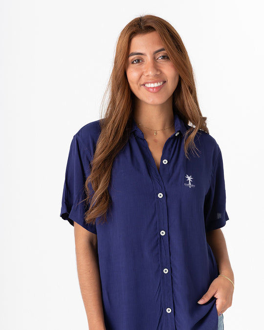 Camisa Mujer Cielo Nocturno Cuello Mao (Chalis)