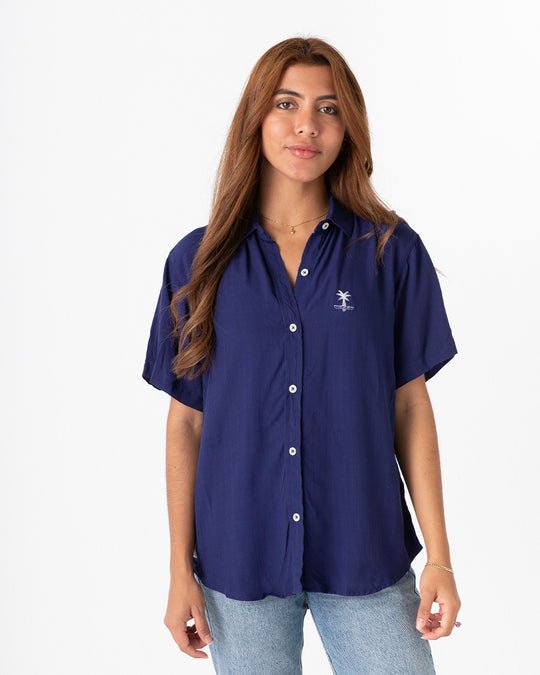 Camisa Mujer Cielo Nocturno Cuello Mao (Chalis)