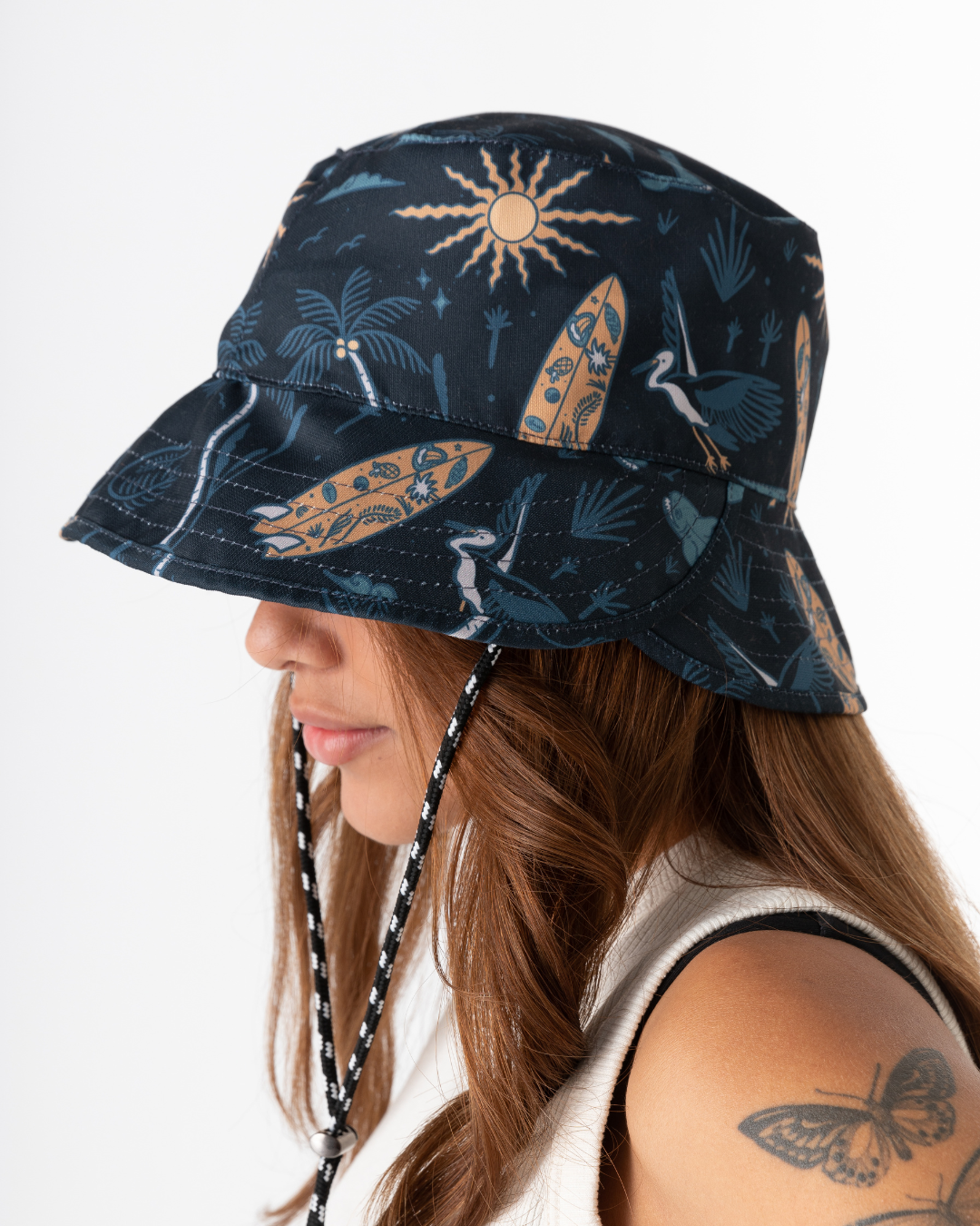 Bucket Hat Unisex Palmerita Azul (Doble faz)