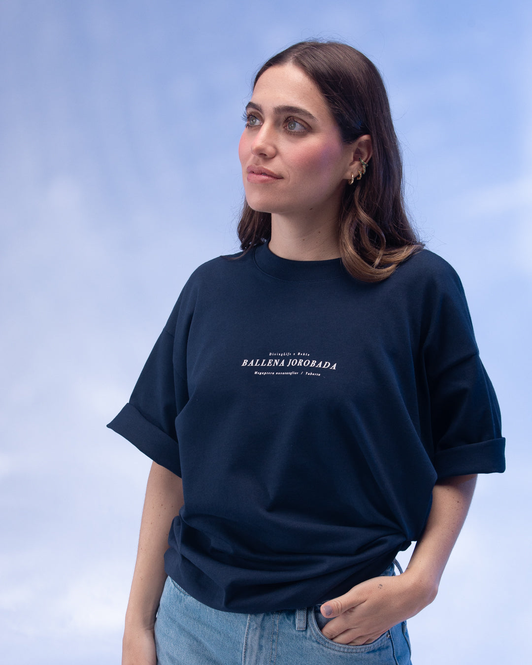Camiseta Unisex Oversize Diving Life X Bohio Azul Oscuro (Algodón 320 Gr)  2025
