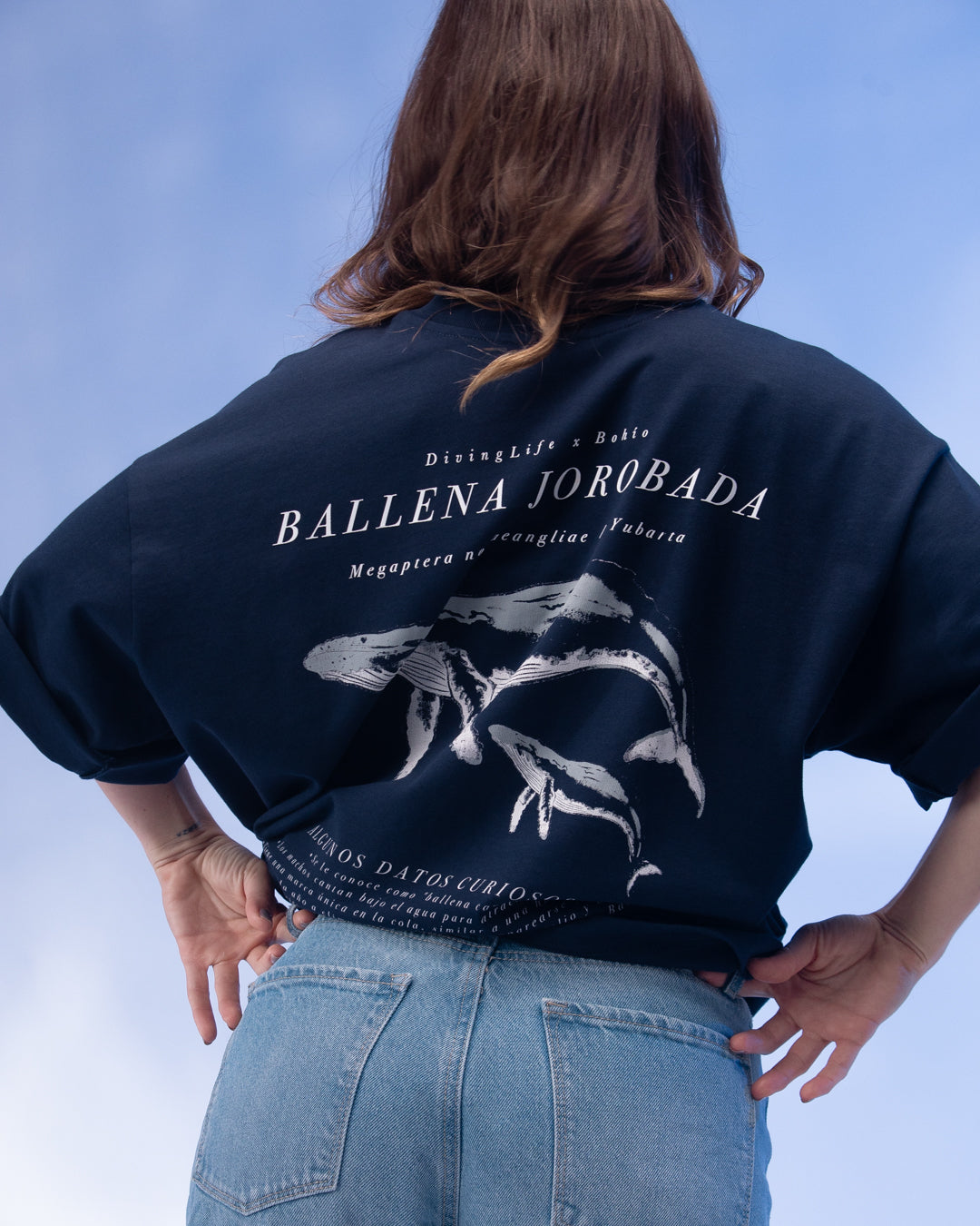 Camiseta Unisex Oversize Diving Life X Bohio Azul Oscuro (Algodón 320 Gr)  2025