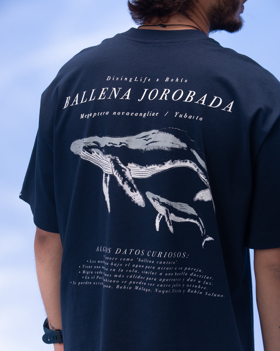 Camiseta Unisex Oversize Diving Life X Bohio Azul Oscuro (Algodón 320 Gr)  2025