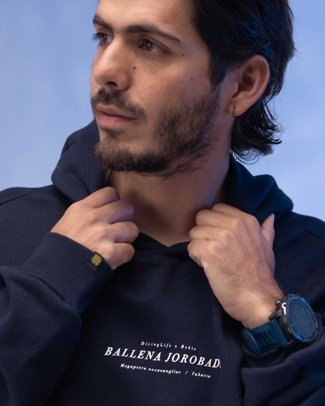 Hoodie Unisex Diving Life X Bohio Azul Oscuro (Algodón 100%)  2025