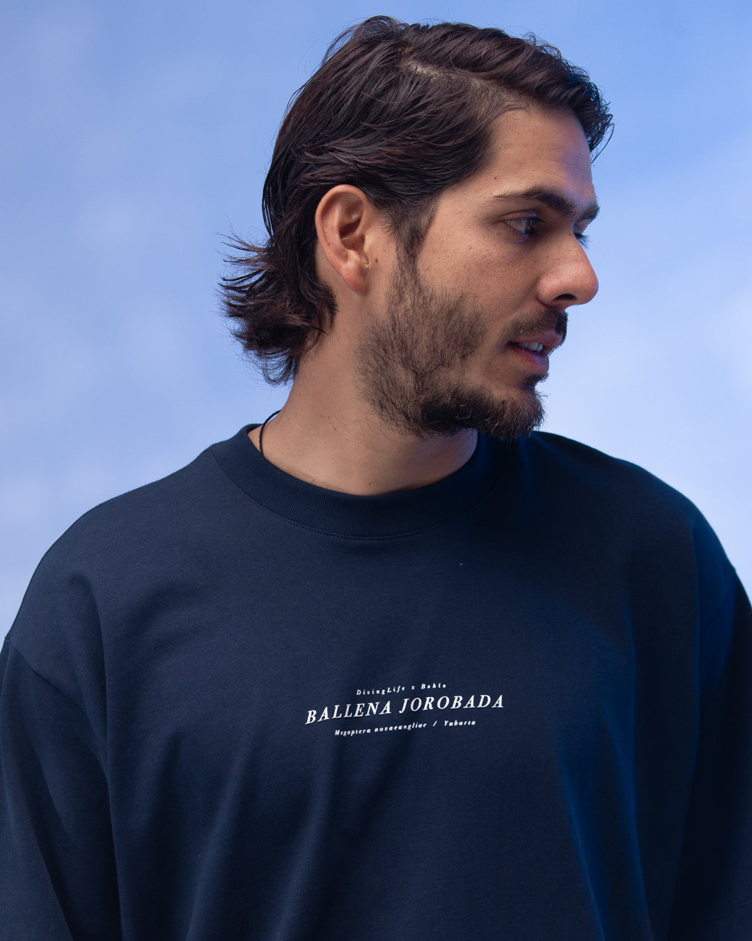 Camiseta Unisex Oversize Diving Life X Bohio Azul Oscuro (Algodón 320 Gr)  2025