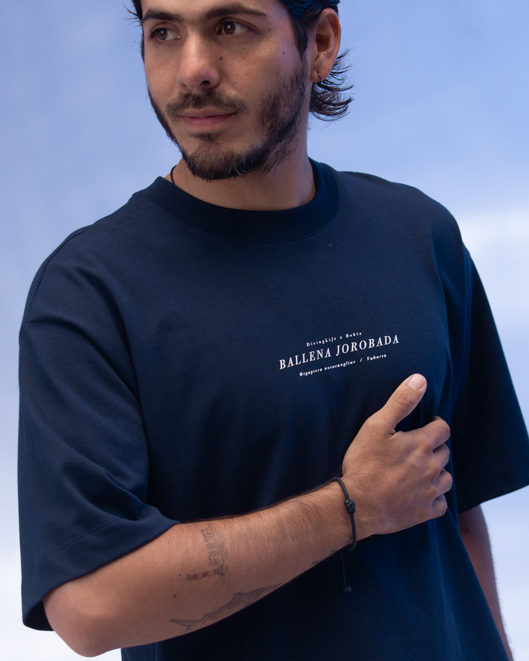Camiseta Unisex Oversize Diving Life X Bohio Azul Oscuro (Algodón 320 Gr)  2025