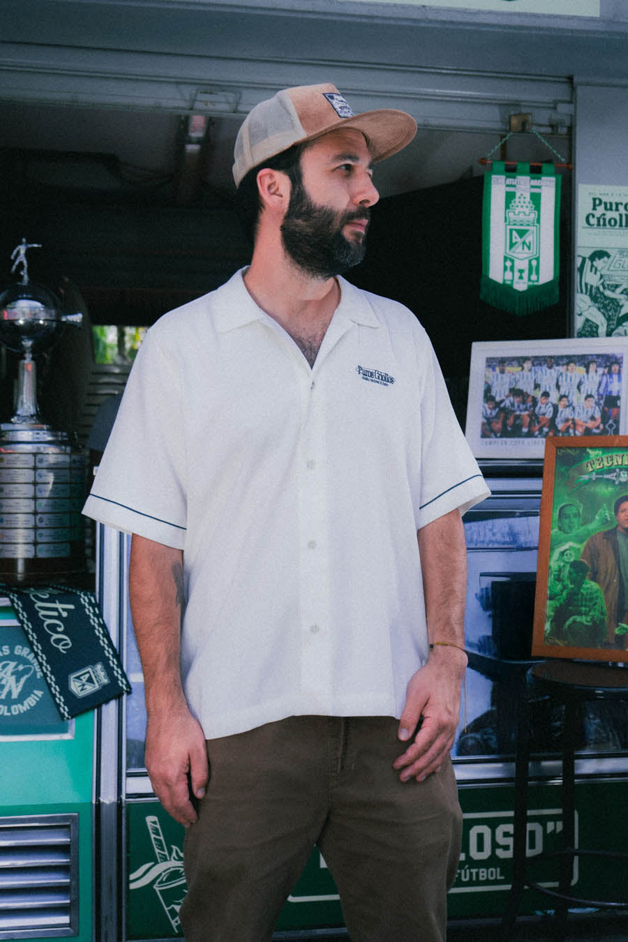 Camisa Unisex Boxy Rey De Copas, Marfil Atlético Nacional X Bohío (Rayón)