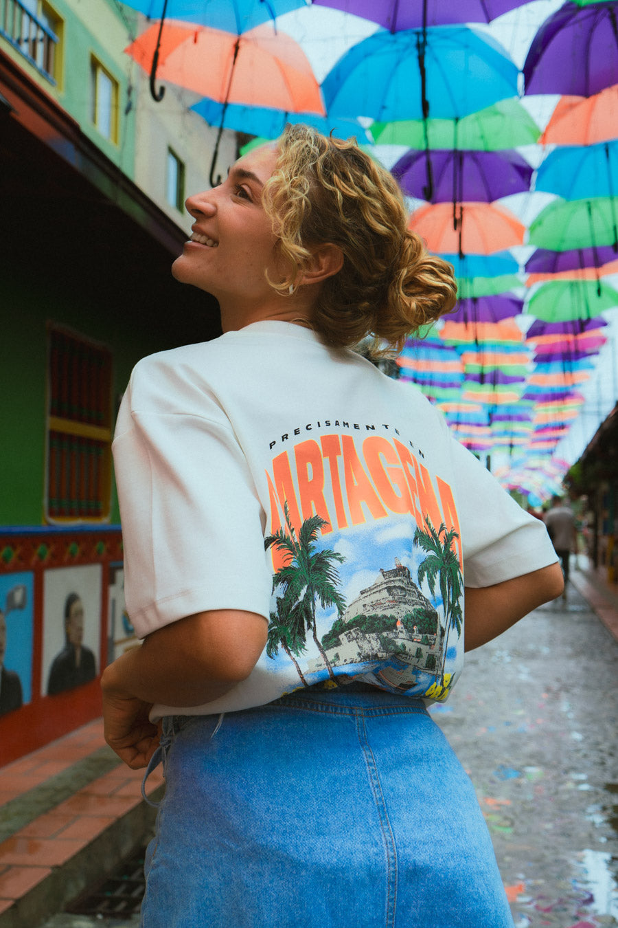 PREVENTA Camiseta Unisex Cruda Media Oversize Ciudades Cartagena (250 grs)
