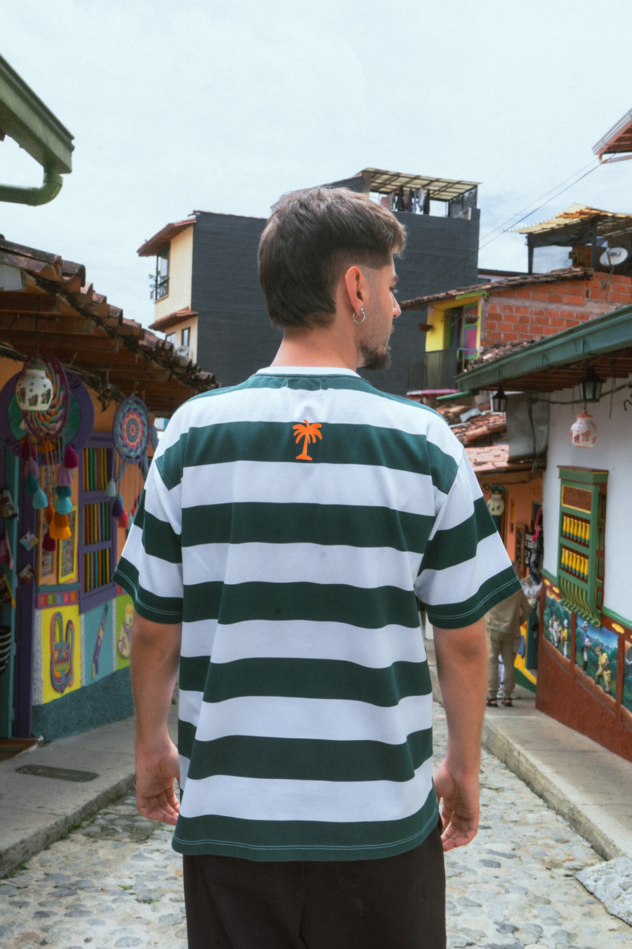 Camiseta Oversize Rayas Verde Bohío (Unisex)