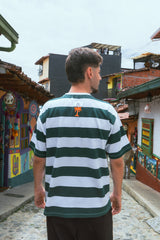 Camiseta Oversize Rayas Verde Bohío (Unisex)