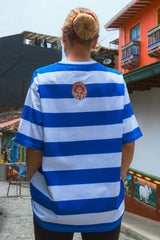 Camiseta Oversize Rayas Azul Bohío (Unisex)