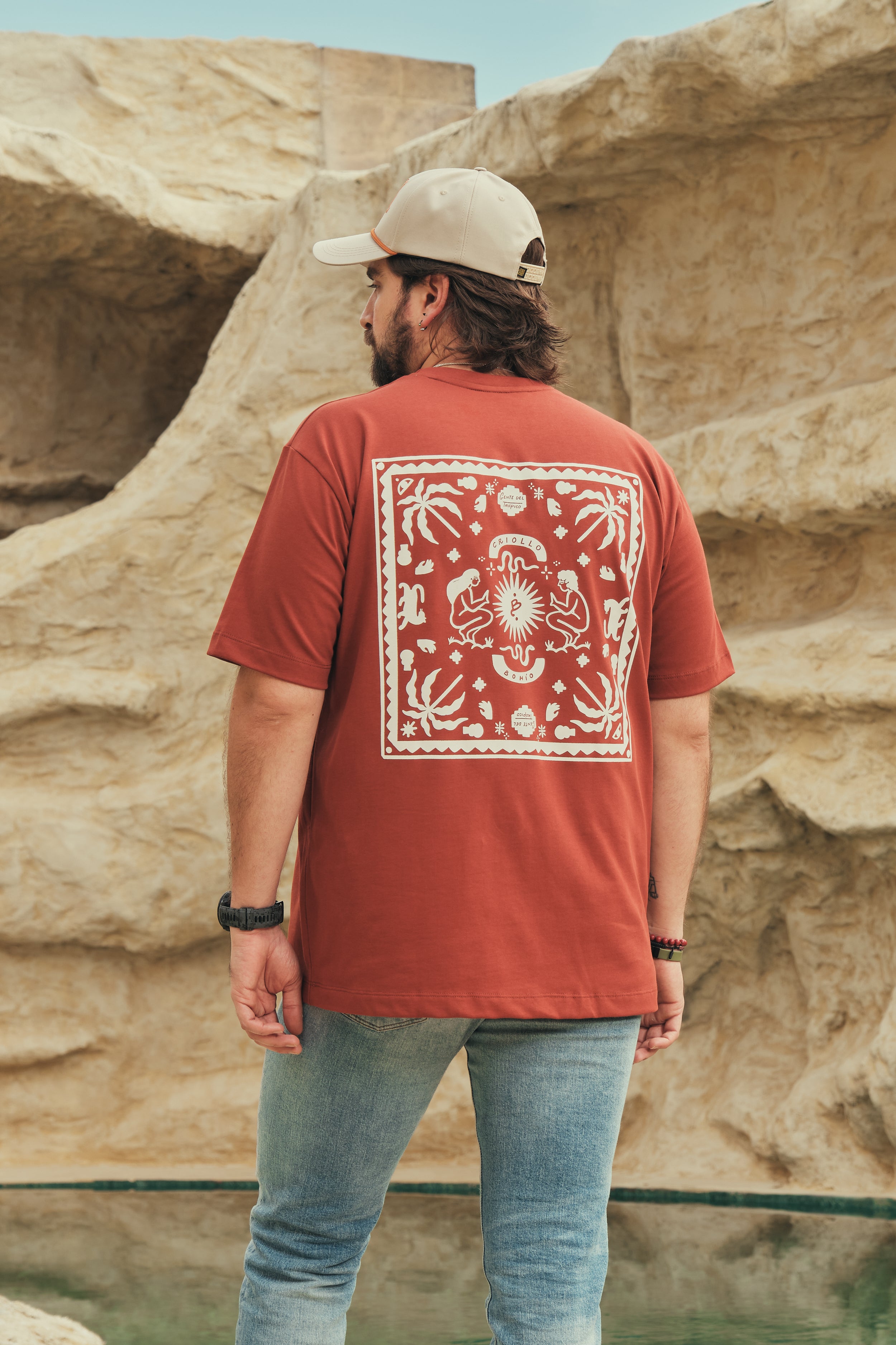 Camiseta Media Oversize Gente Del Trópico Terracota (250 grs)